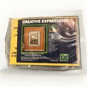 Creative Expressions Counted Cross Stitch Kit Leaves of Autumn 7820 80s New 8x10